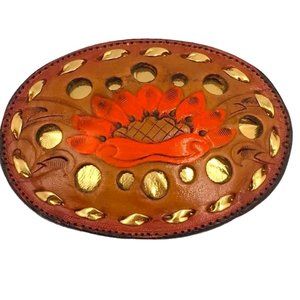 Vintage Motleys Leather Tooled Belt Buckle